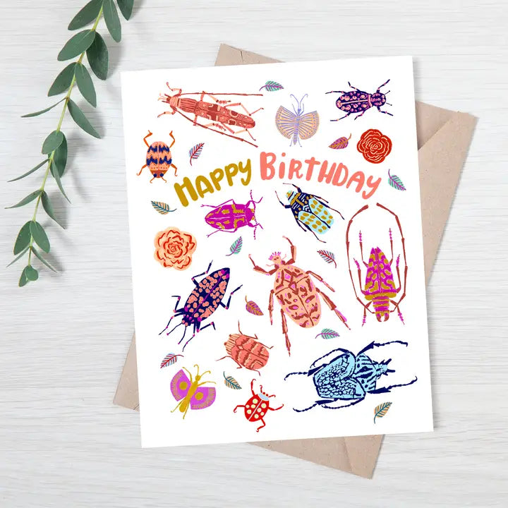 Beetles and Bugs Happy Birthday Card