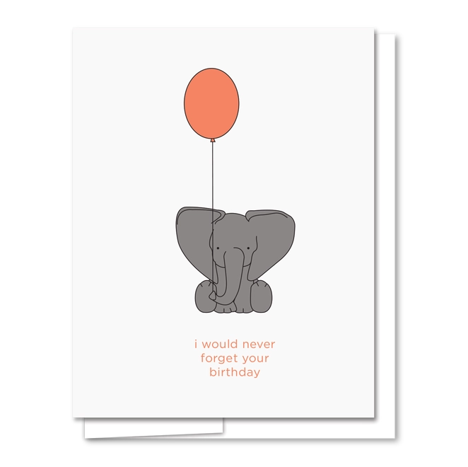 Elephant Letterpress Birthday Card