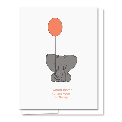 Elephant Letterpress Birthday Card