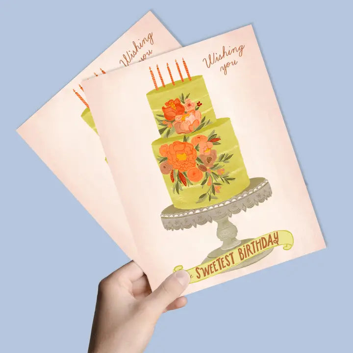 Floral Birthday Cake Card