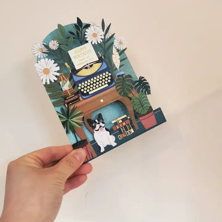 Frenchie Birthday Laaer Cut Card