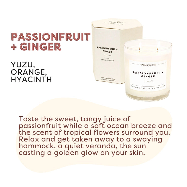 Glass Tumbler Soy Candle Passionfruit + Ginger