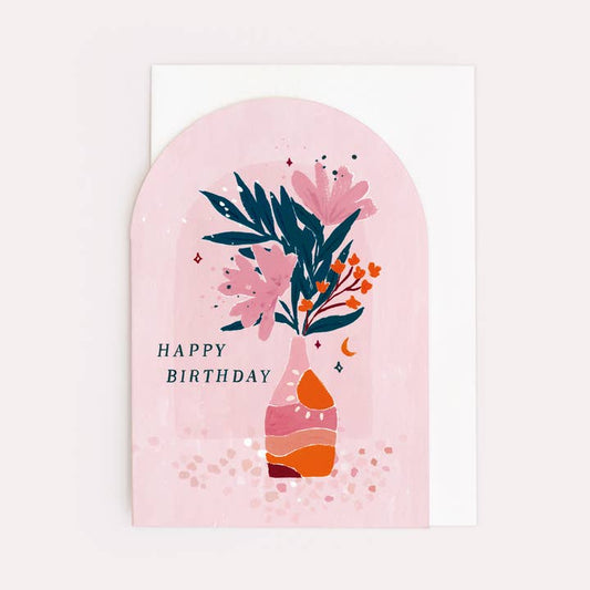 Floral Vase Birthday Card