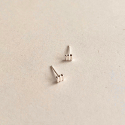Ridged Square Stud Earrings