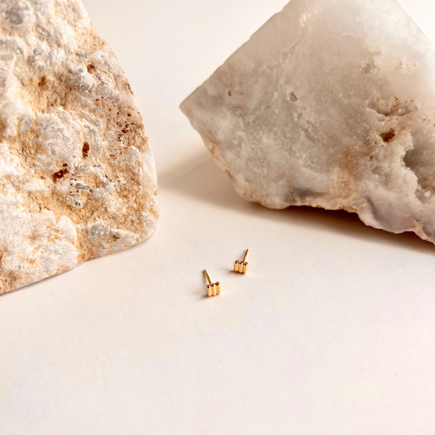 Ridged Square Stud Earrings