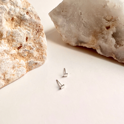 Ridged Square Stud Earrings