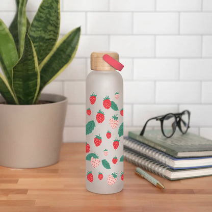 Berry Fresh Glass Water Bottle with Bamboo Lid