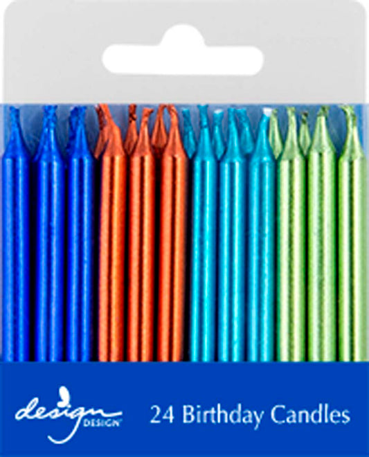 Blue Green Metallic Stick Candles