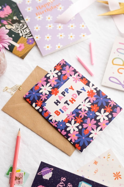 Flowers Happy Birthday Card