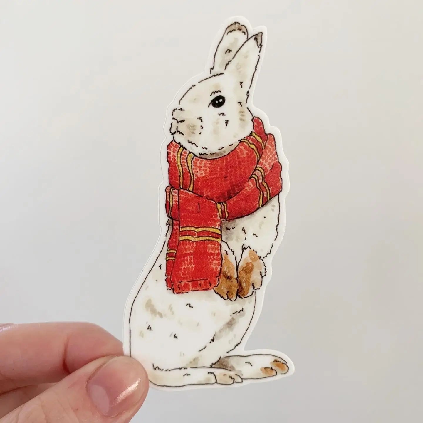 S127 Rabbit in a Red Scarf Sticker