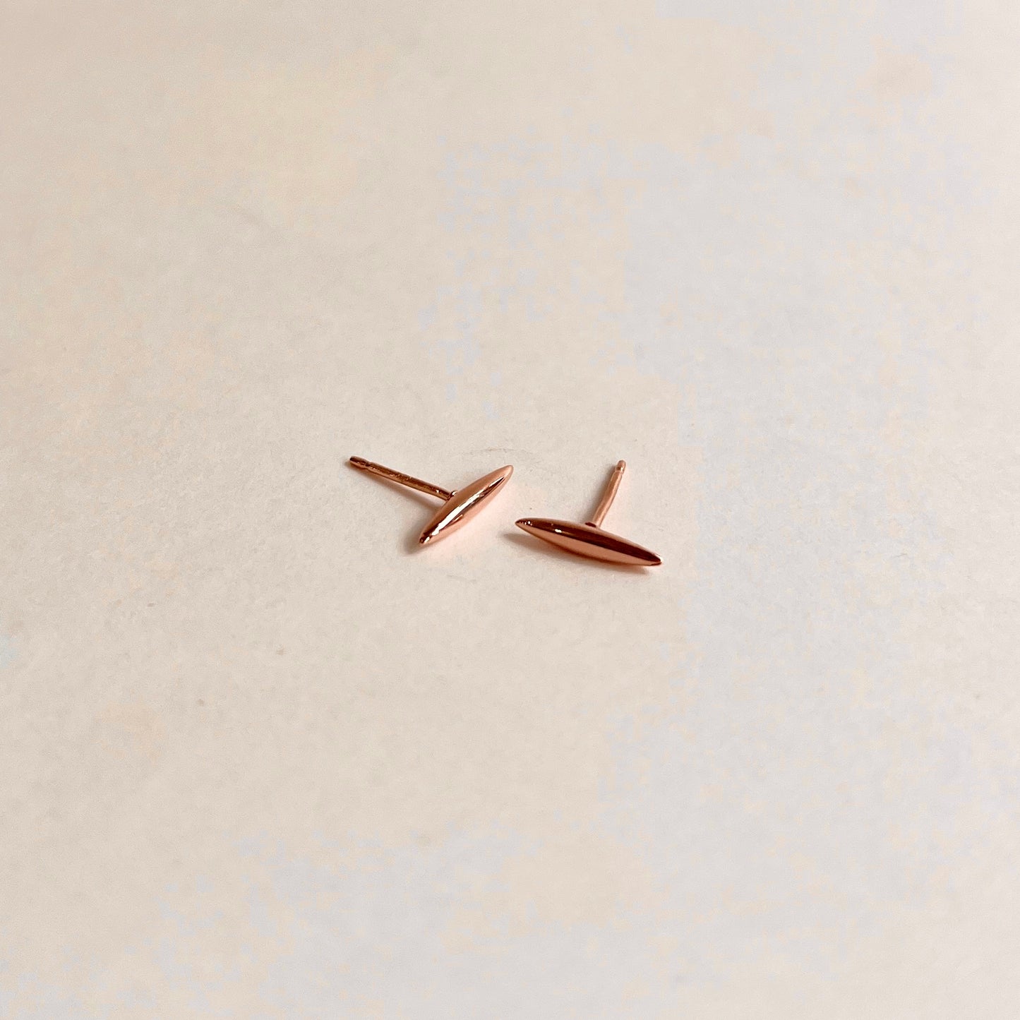 Rice Grain Stud 14K Rose Gold Vermeil