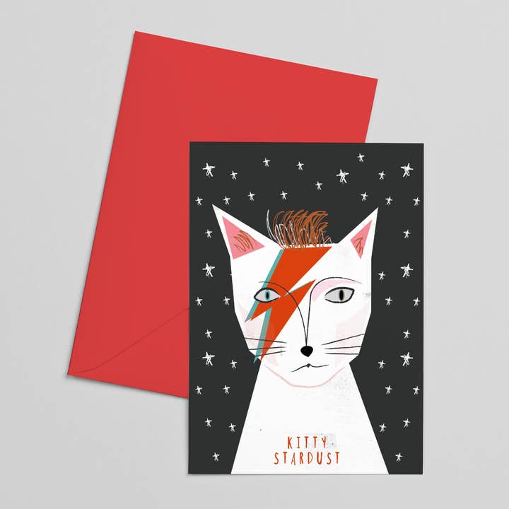 Kitty Stardust Cat Musician Card