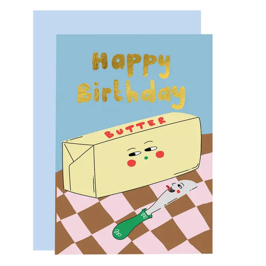 Butter Me Up Gold Foil Birthday Card