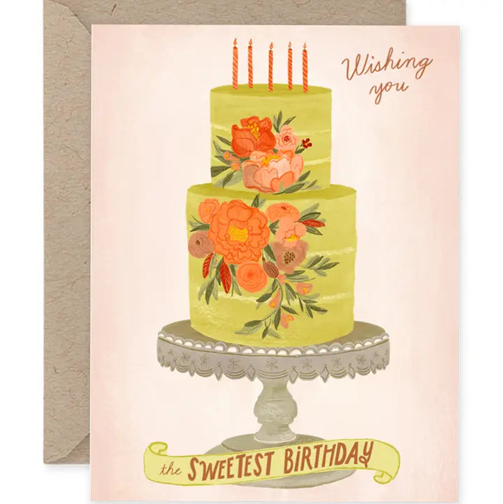 Floral Birthday Cake Card