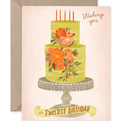 Floral Birthday Cake Card