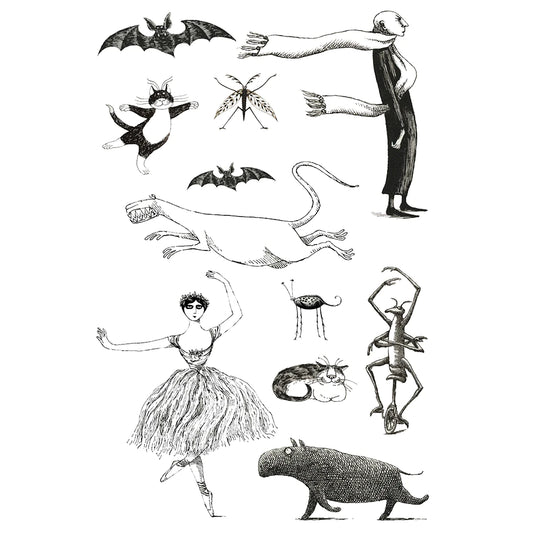 Gorey's Creatures & Figures Temporary Tattoos Sheet