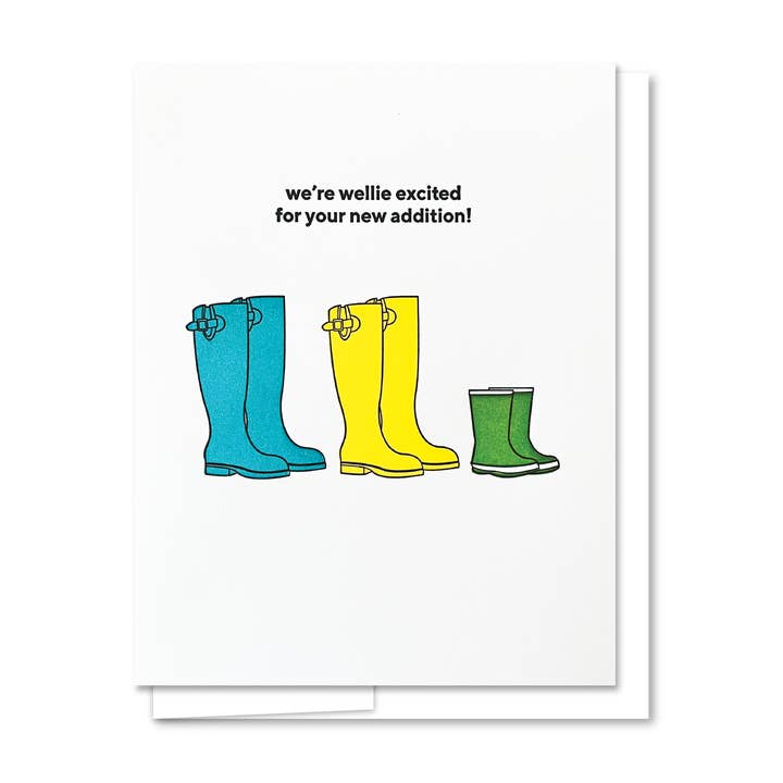 Wellie Baby Letterpress Greeting Card