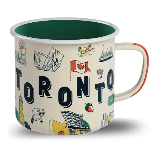 Toronto Enamel Mug - Vintage Travel Souvenir with City Icons