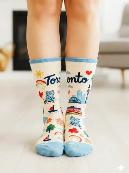 Toronto City Crew Socks, Playful Skyline Graphic Everyday Socks