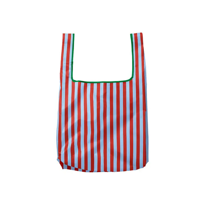 Blue & Maroon Stripes Foldable Nylon Tote