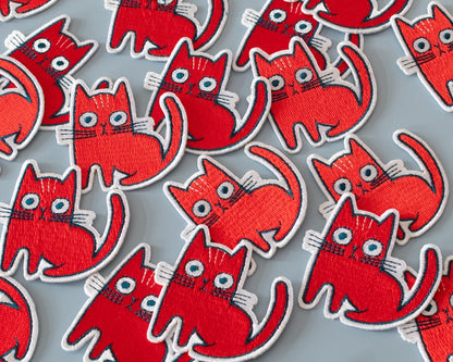 #138 Red Cat Iron-On Patch