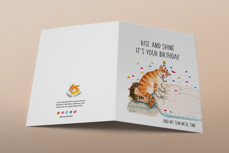 Rise And Shine Naughty Cat Birthday Card