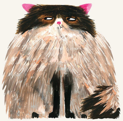 Grumpy Fluffy Cat Greeting Card