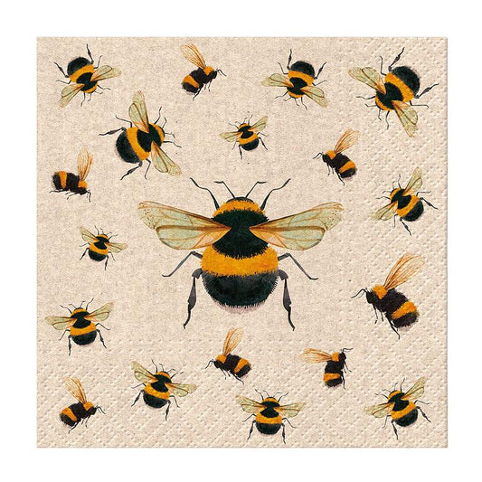 Cocktail We Care Dancing Bees Napkins. Pack of 20