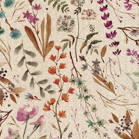 Luncheon We Care Dried Floral Bouquet Napkins.