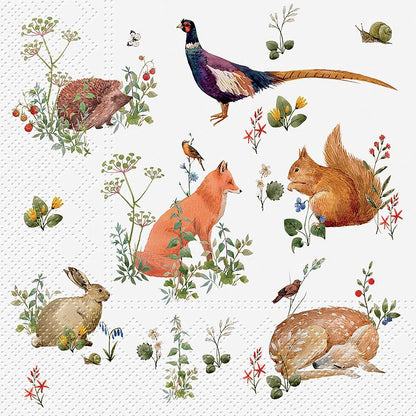 Luncheon Wild Forest Animals Napkins. Pack of 20