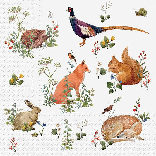 Luncheon Wild Forest Animals Napkins. Pack of 20