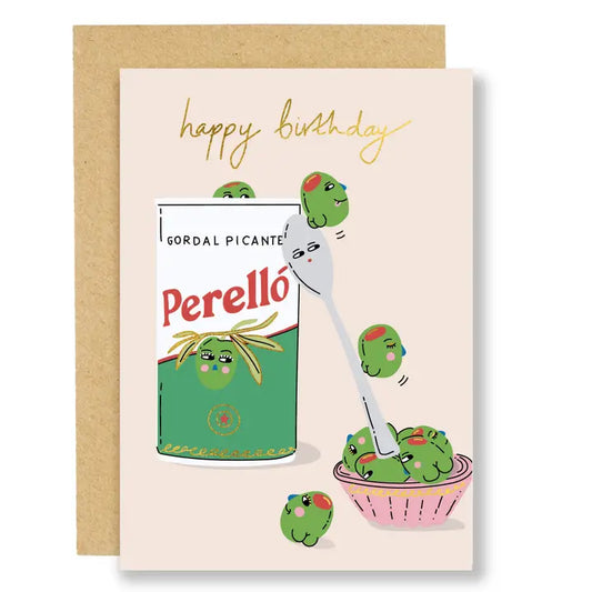 Picante Olive Gold Foil Birthday Card