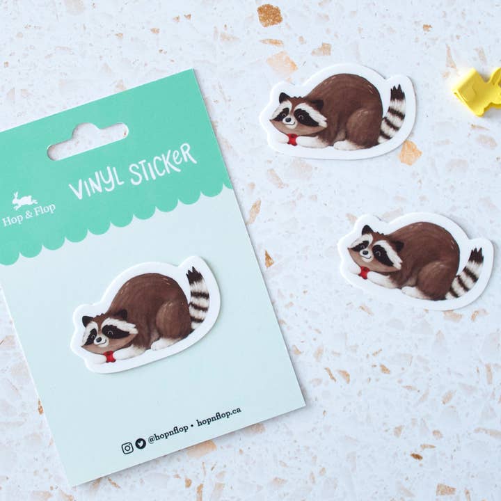 S46 Striped Raccoon Vinyl Sticker