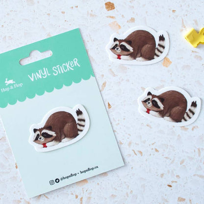 S46 Striped Raccoon Vinyl Sticker