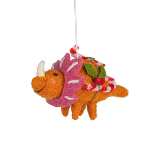 F93 - Felt Orange Dinosaur Ornament