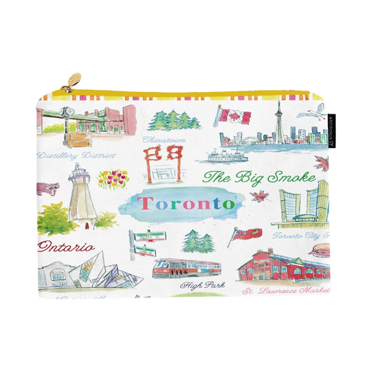 Toronto Medium Pouch Bag - Illustrated Landmarks Organizer
