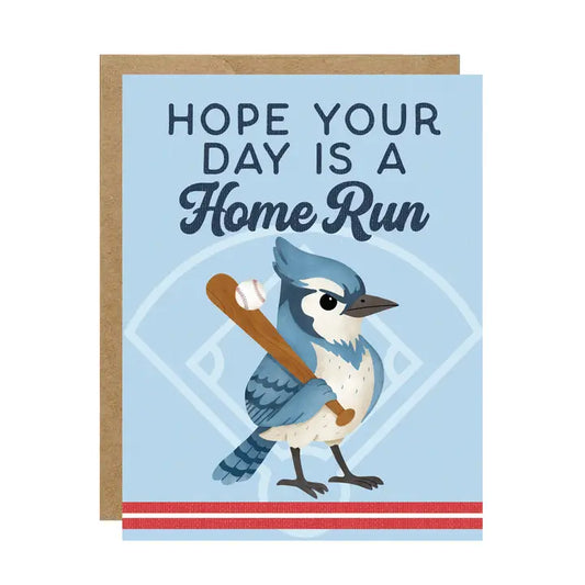 Blue Jay Hope Your Day Is A Home Run Baseball Sports Birthday Card