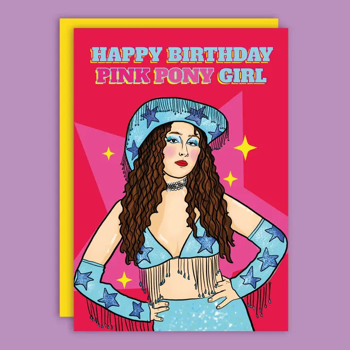 Happy Birthday Pink Pony Girl Greeting Card