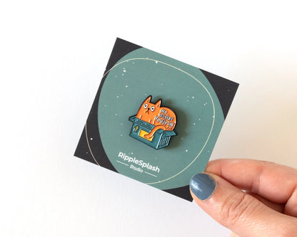 @70 Funny Cat in Box Enamel Pin