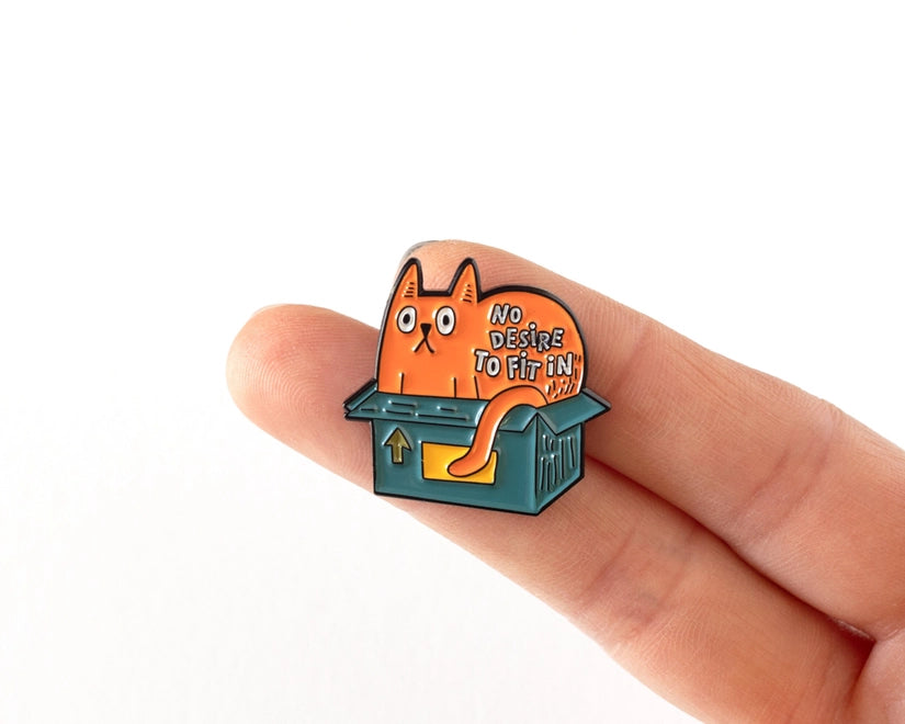 @70 Funny Cat in Box Enamel Pin