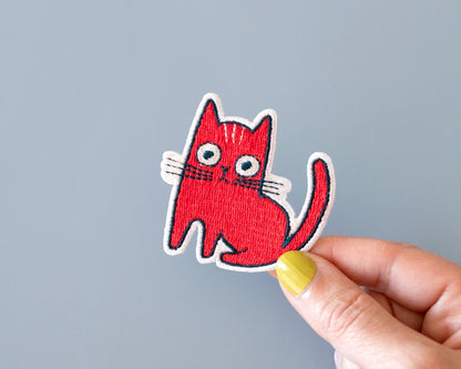 #138 Red Cat Iron-On Patch