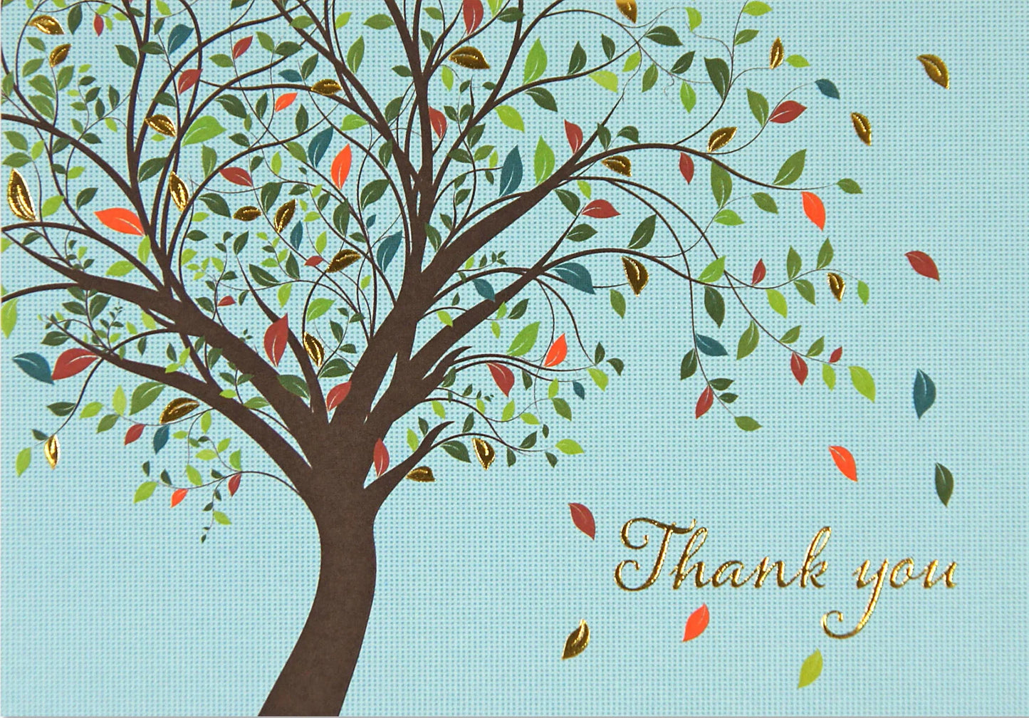 Tree Of Life Blue Thank You Boxed Note Card