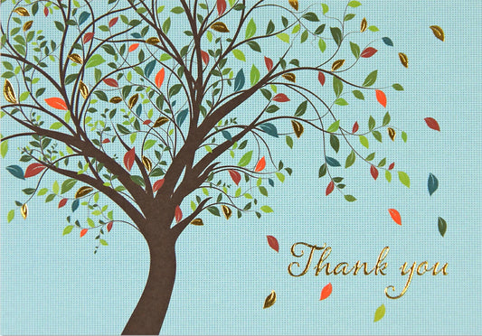 Tree Of Life Blue Thank You Boxed Note Card
