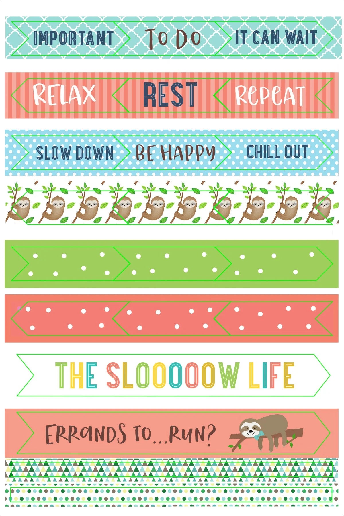 Essentials Sloth Planner Stickers