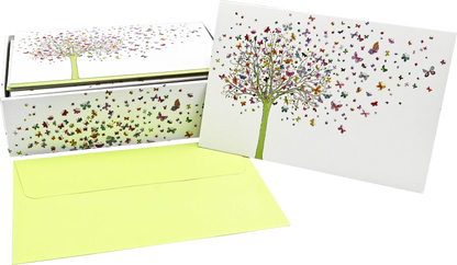 Tree of Butterflies Blank Boxed Cards