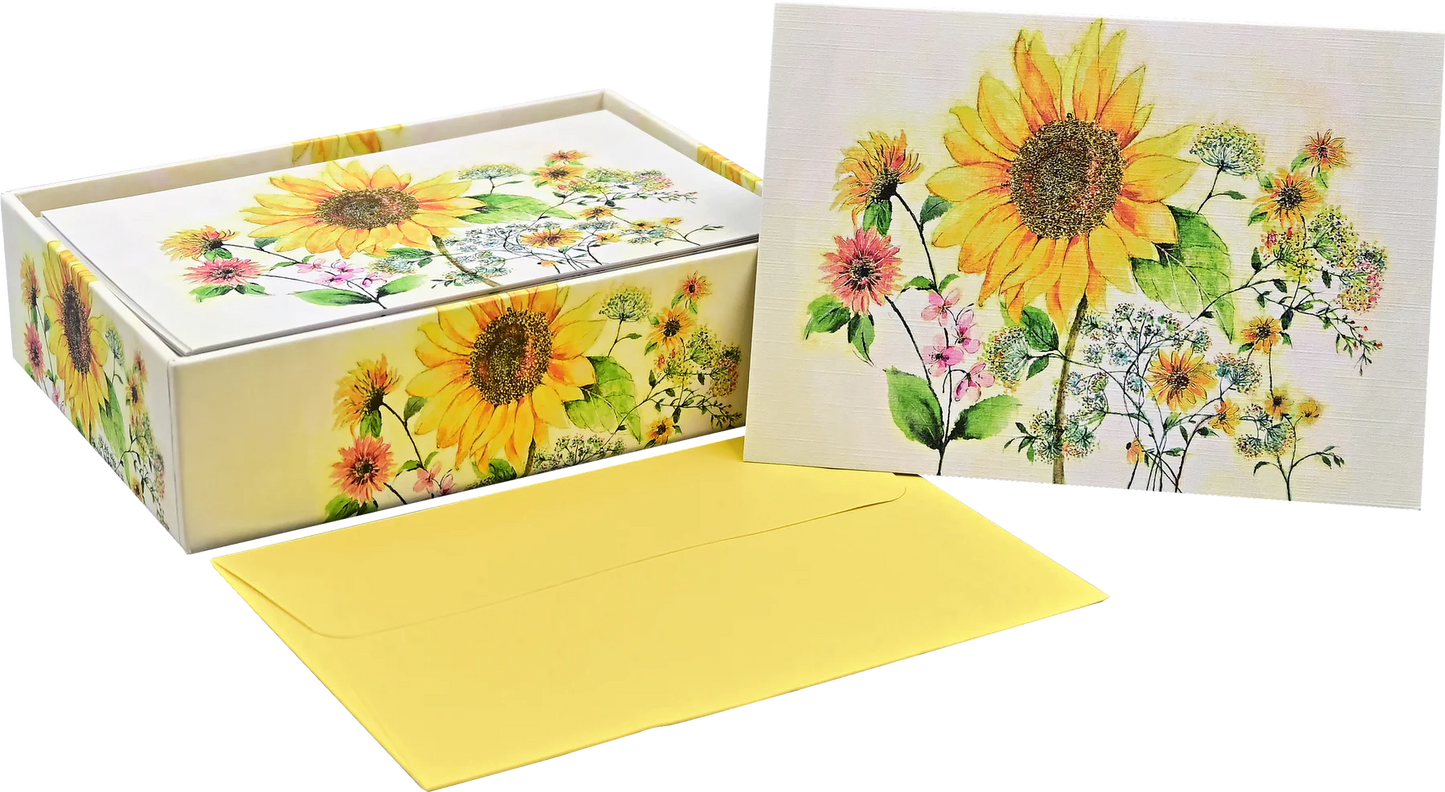 Watercolour Sunflower Blank Boxed Note Cards