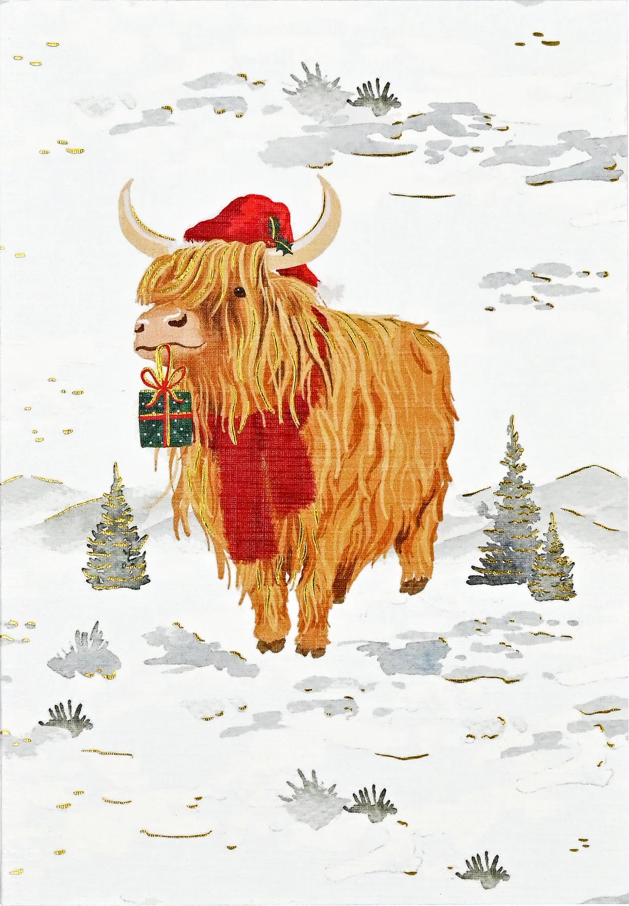 Festive Highland Cow Small Boxed Holiday Cards