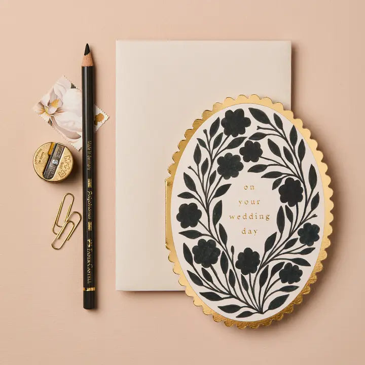 Ink Flora On Your Wedding Day Card