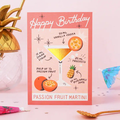 Passion Fruit Martini Birthday Card