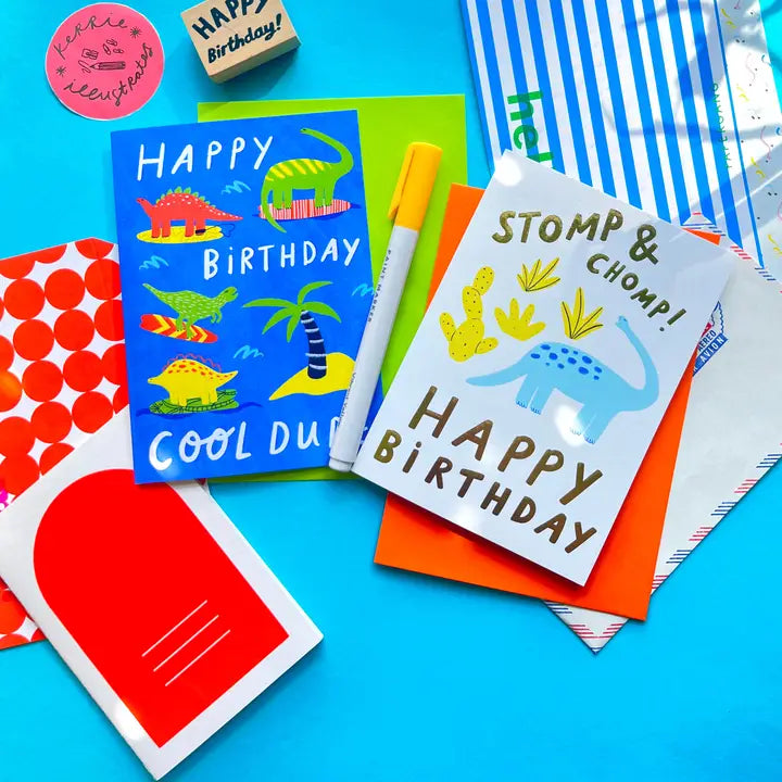 Stomp & Chomp Dinosaur Birthday Greeting Card
